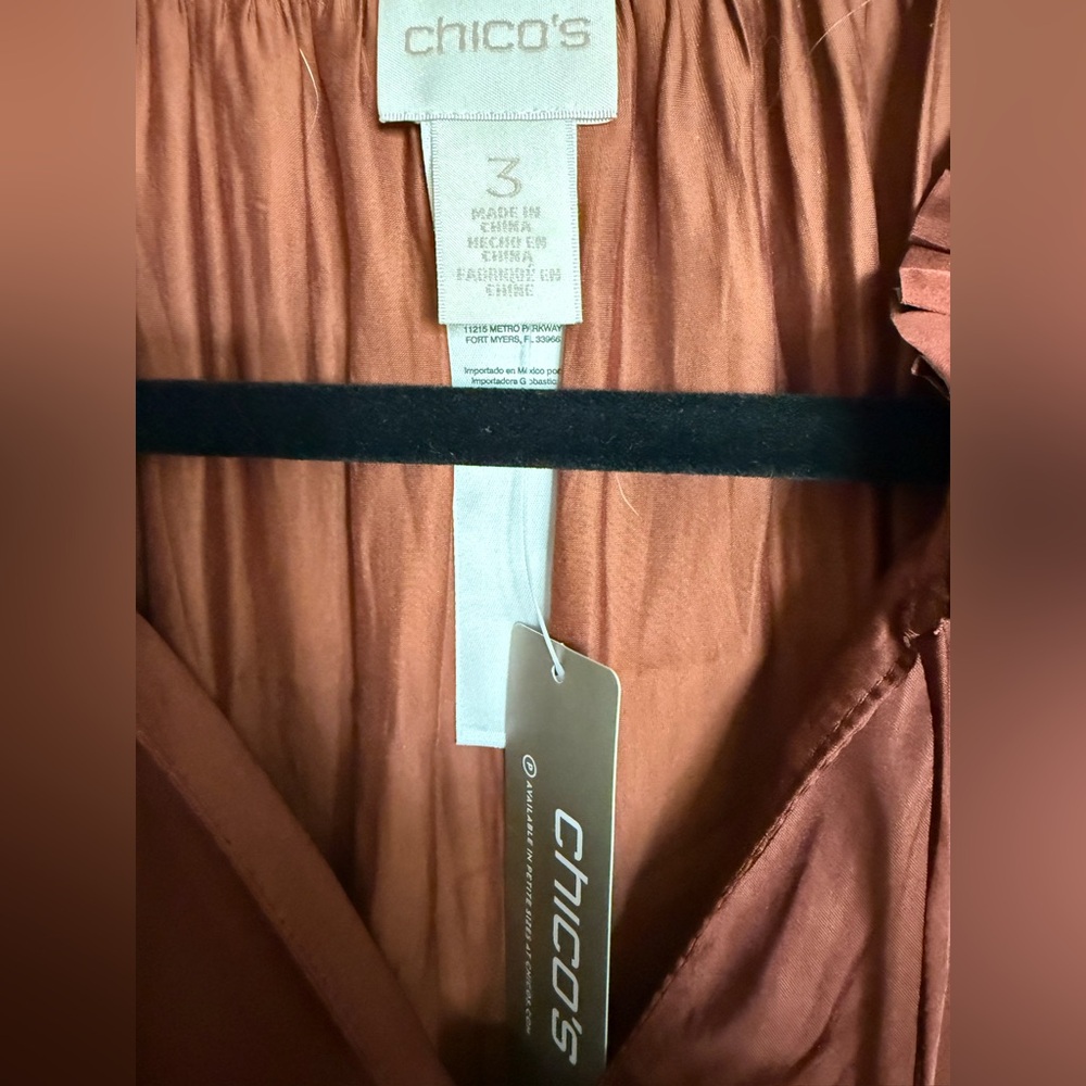 CHICO’S Wrinkle Pleat Dress in Rich Mahogany - NEW w/ Tags - Size 3 - Picture 5 of 8